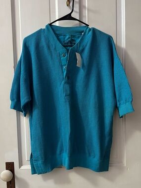Trader Bay Teal Short-Sleeve Henley Pullover